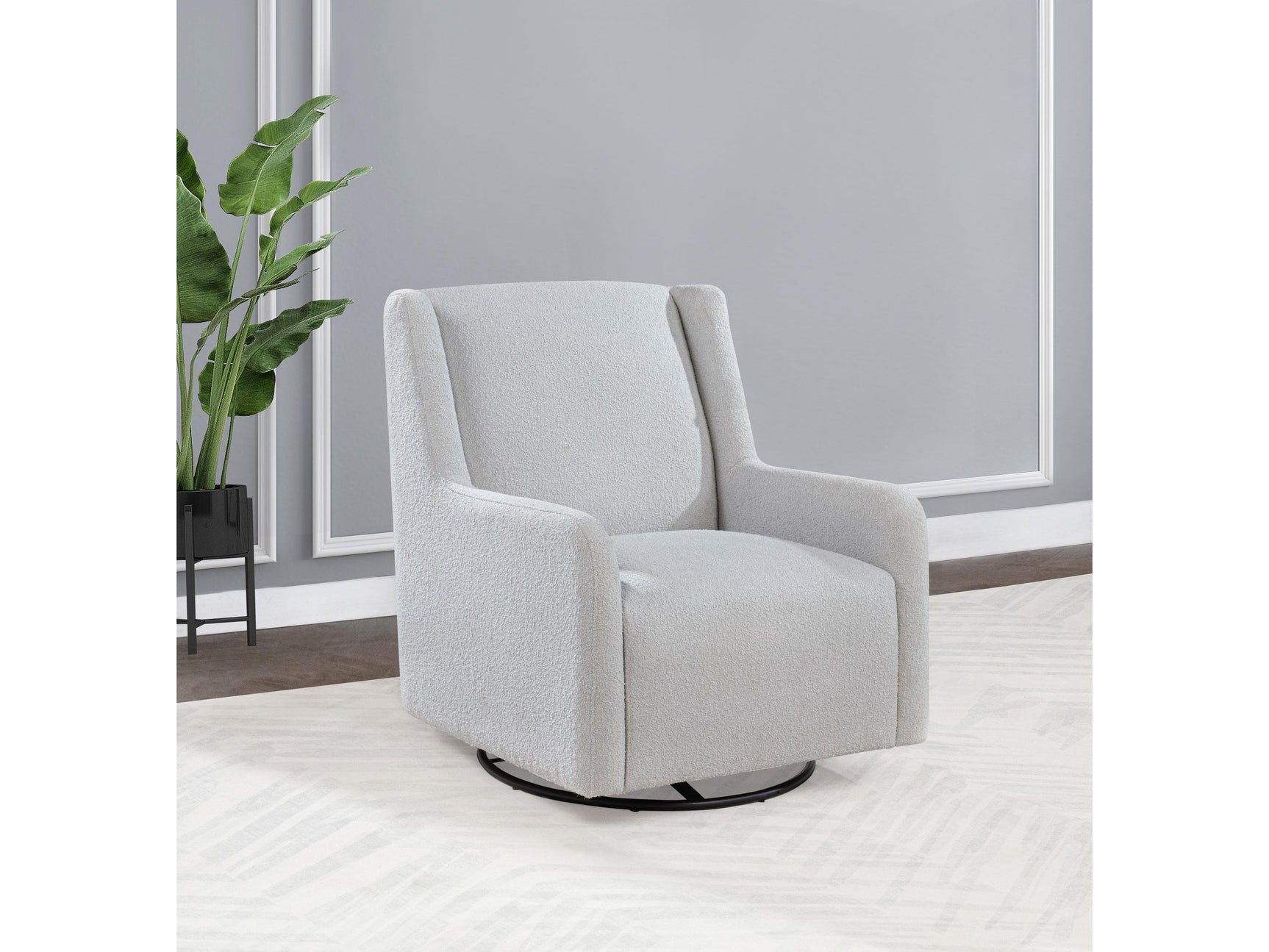 Serra Dove Grey Boucle Upholstered Swivel Glider - Ornate Home