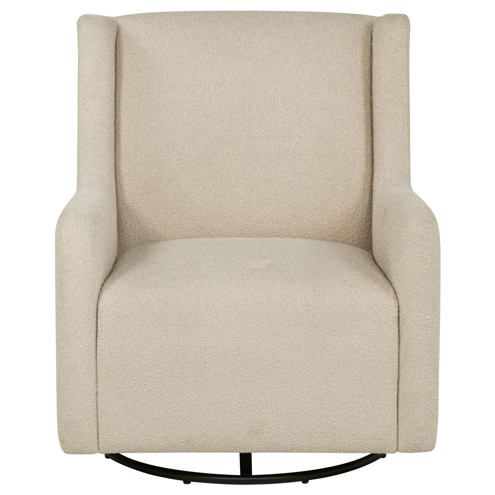 Serra Sandy Beige Boucle Upholstered Swivel Glider - Ornate Home