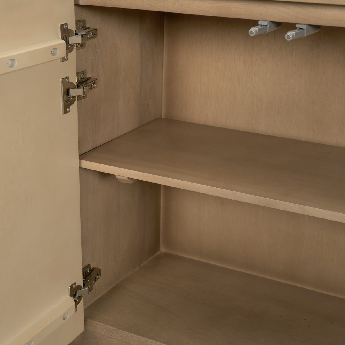 Serrin Brown Solid Wood with Travertine 4 Door Closed Sideboard