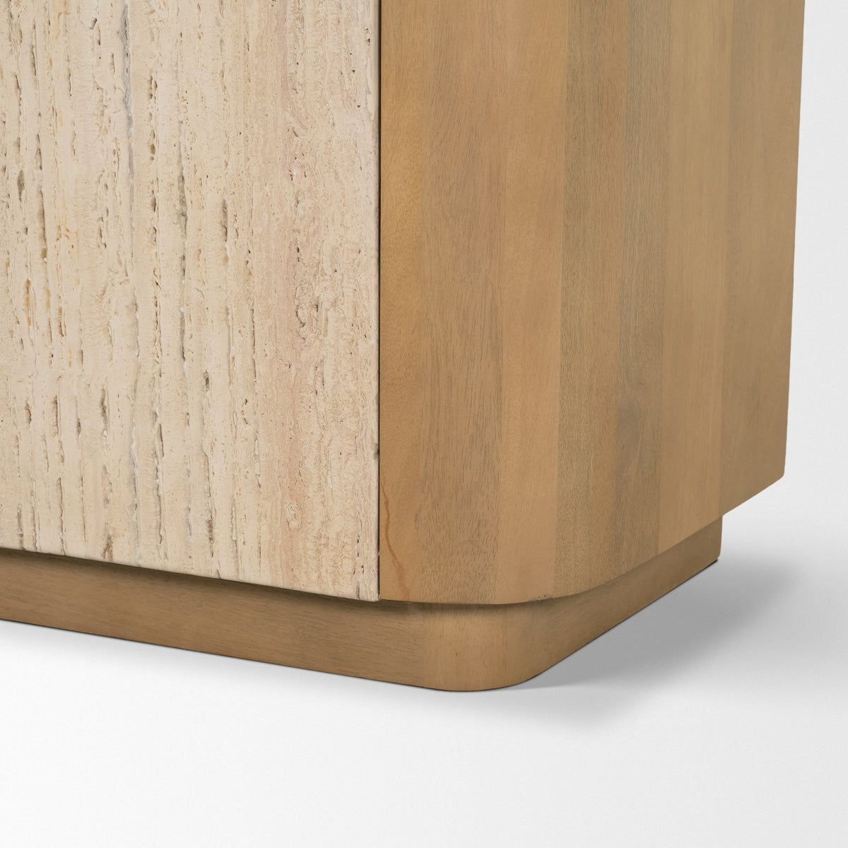 Serrin Brown Solid Wood with Travertine 4 Door Closed Sideboard