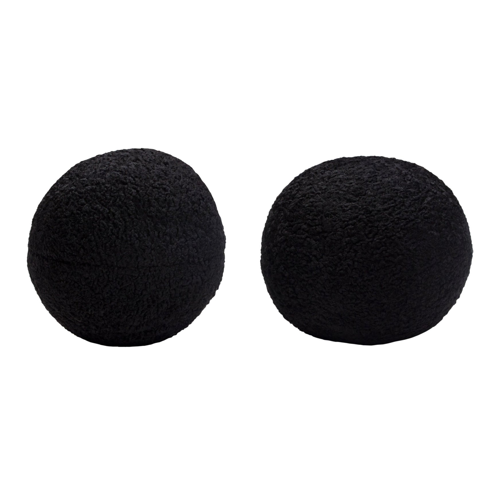 Set of (2) 10" Round Accent Pillows in Black Faux Sheepskin by Diamond Sofa - Ornate Home
