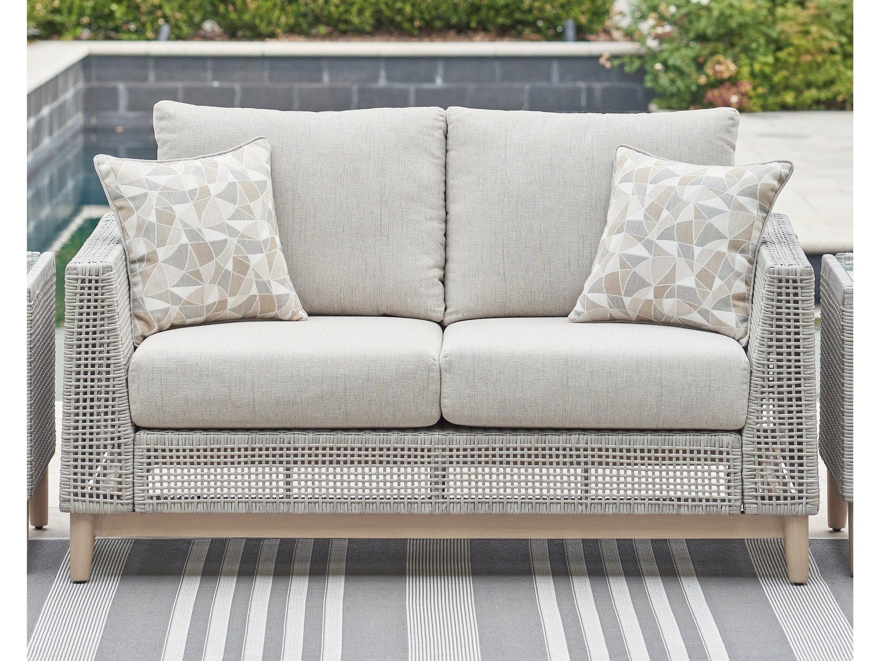 Seton Creek Gray Outdoor Loveseat w/ Cushion - Ornate Home
