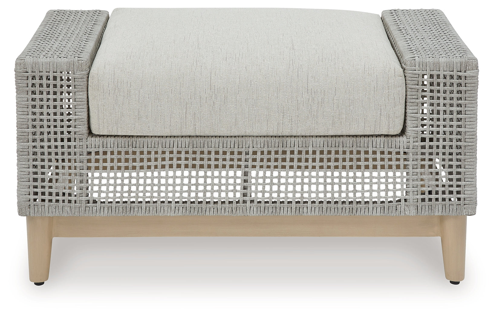 Seton Creek Gray Outdoor Ottoman w Cushion - Ornate Home