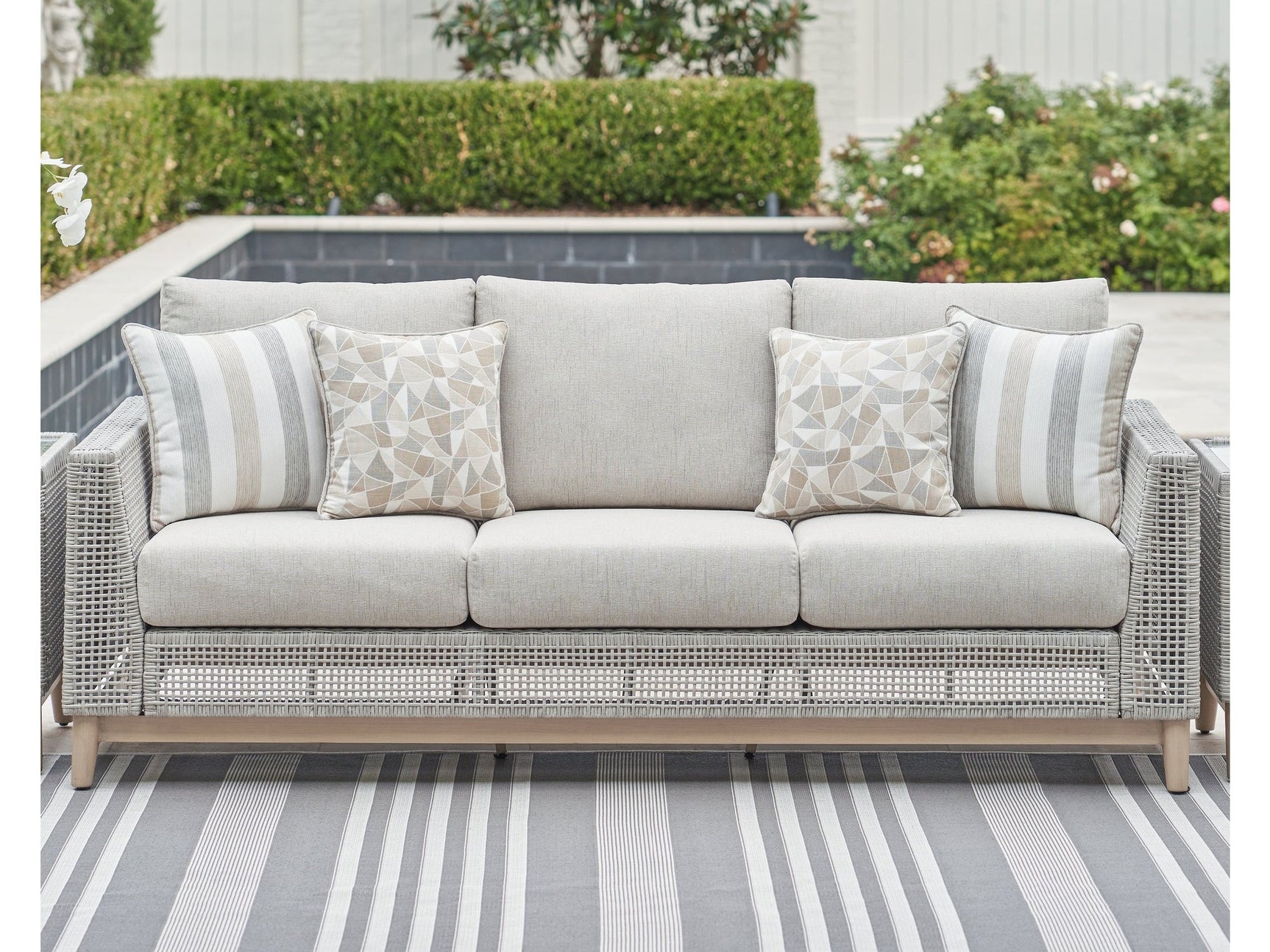 Seton Creek Gray Outdoor Sofa w/ Cushion - Ornate Home