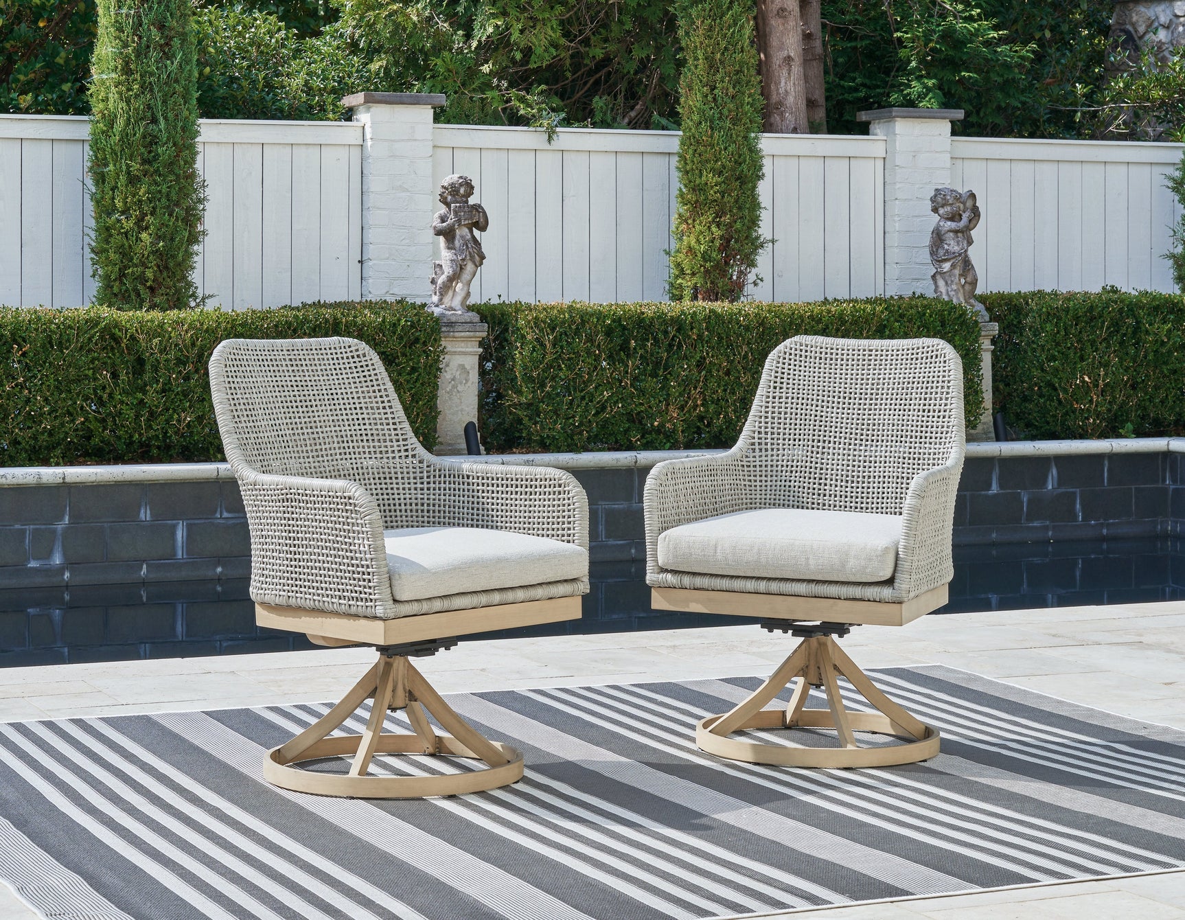 Seton Creek Gray Outdoor Swivel Dining Chair (Set of 2) - Ornate Home