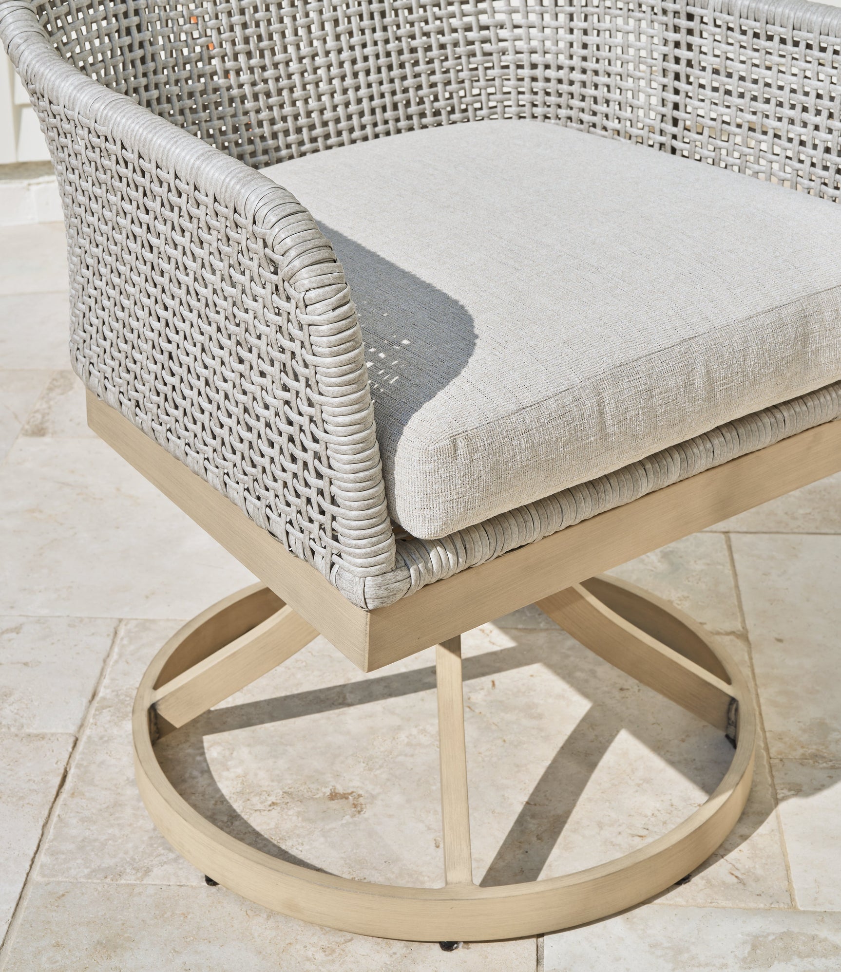 Seton Creek Gray Outdoor Swivel Dining Chair (Set of 2) - Ornate Home