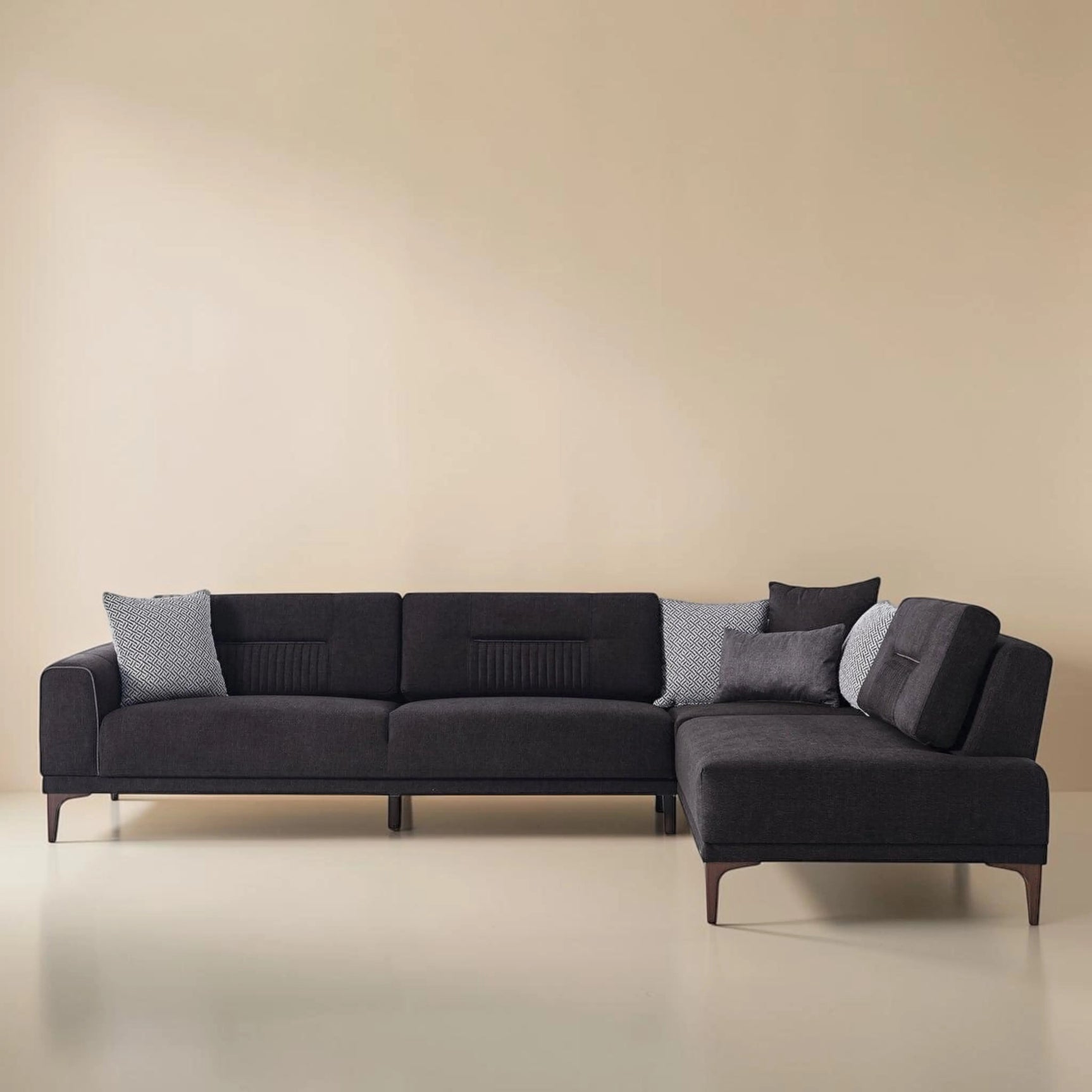 Seul Corte Anthracite L-Shape Sleeper Sectional Sofa