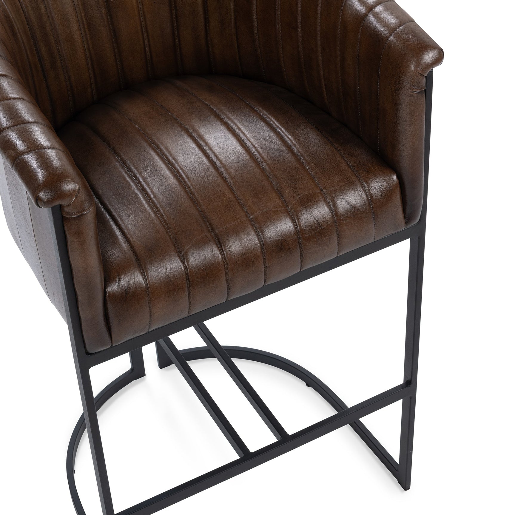 Seville Leather Rustic Brown Bar Stool - Ornate Home