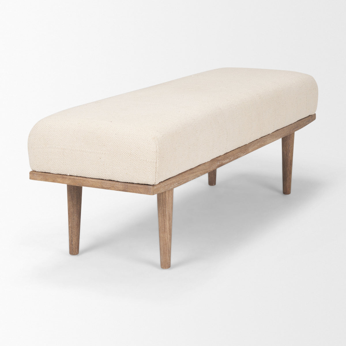 Shae Brown/Oatmeal Wood Fabric Bench - Ornate Home
