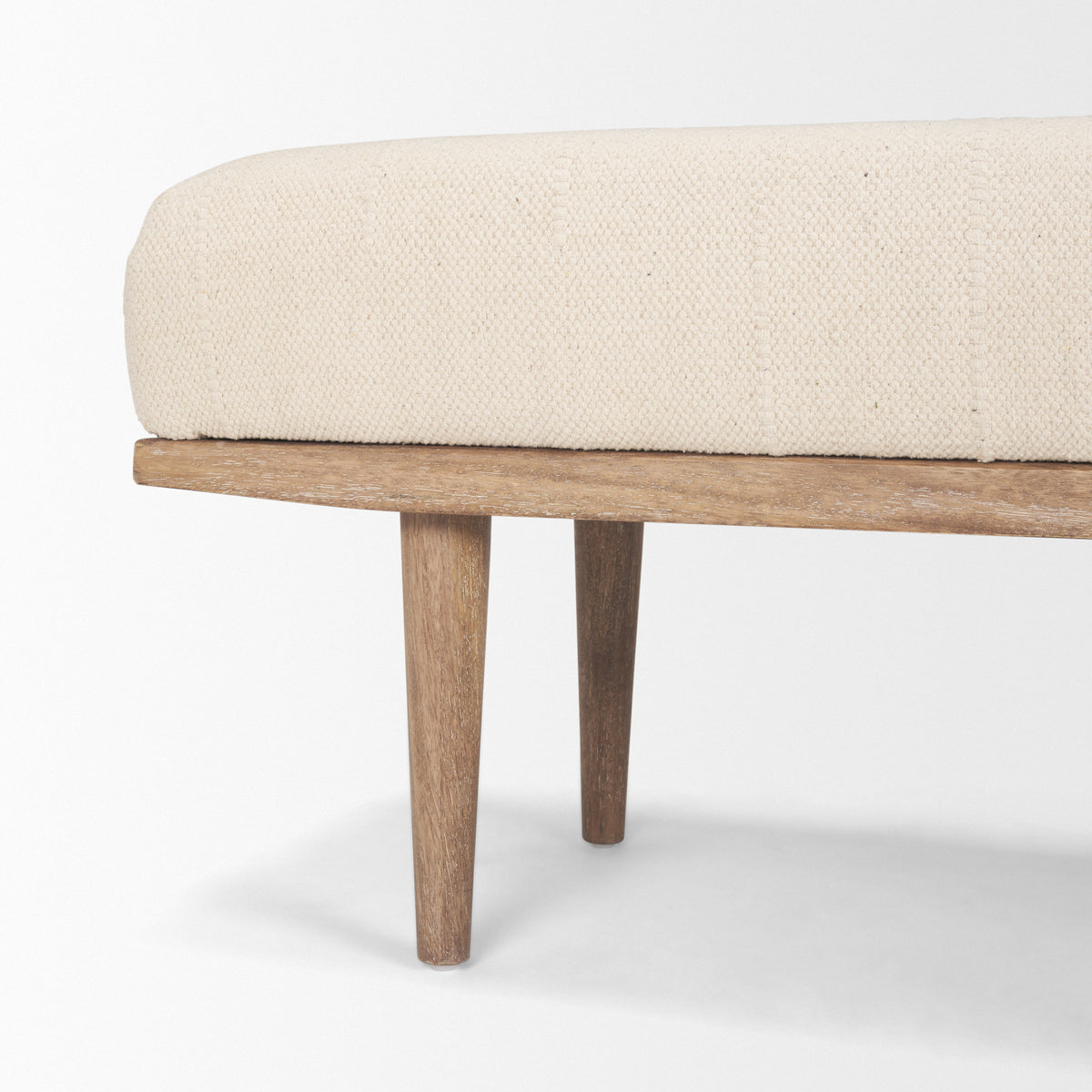 Shae Brown/Oatmeal Wood Fabric Bench - Ornate Home