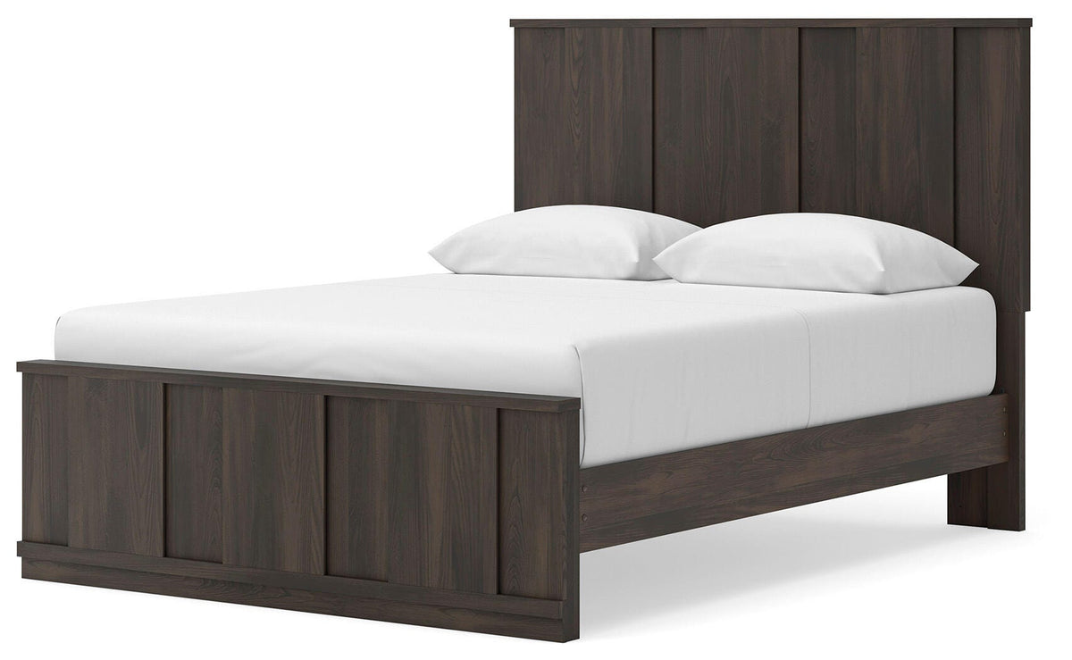 Shaehartin Dark Brown Queen Panel Platform Bed - Ornate Home