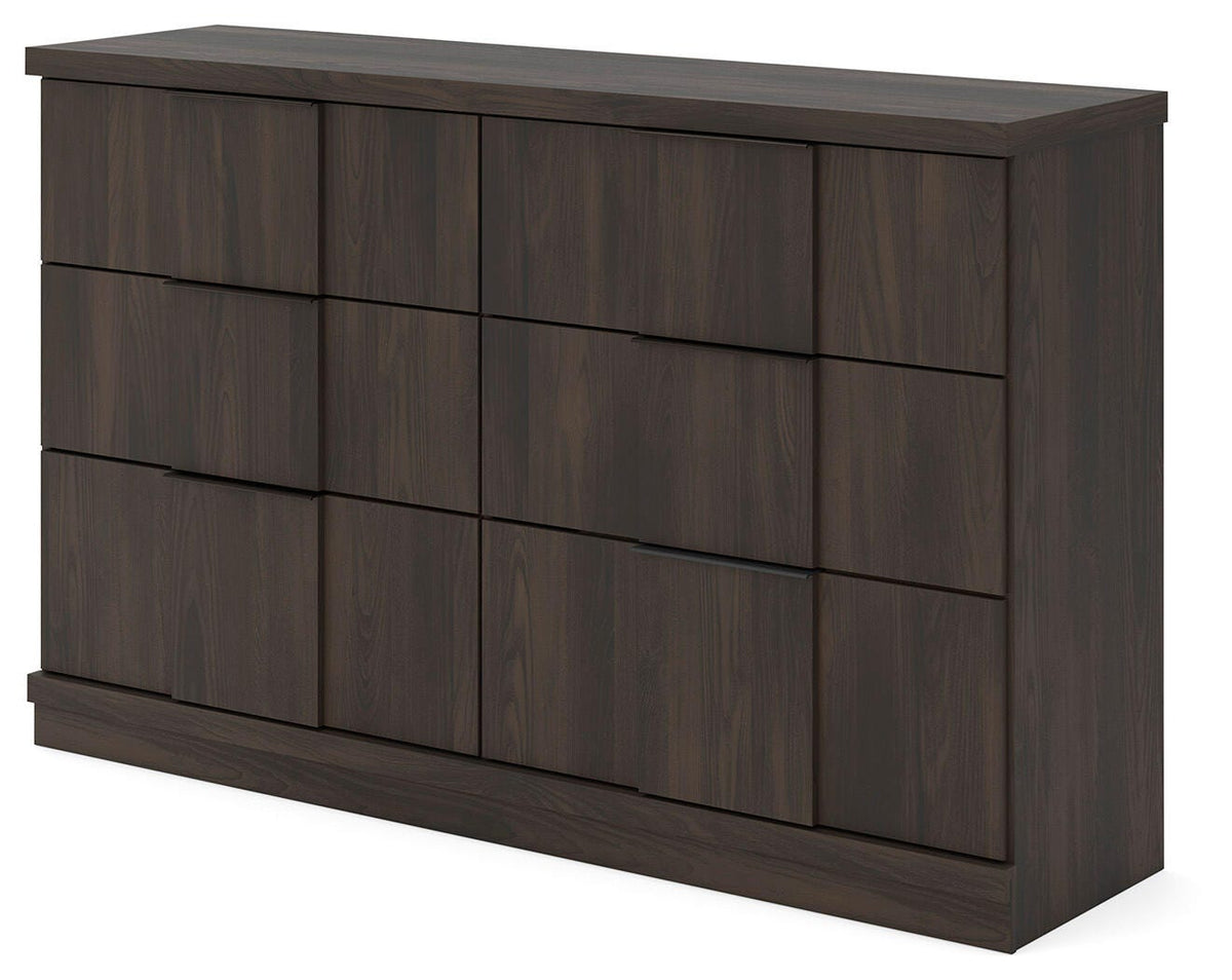 Shaehartin Dark Brown Six Drawer Dresser - Ornate Home
