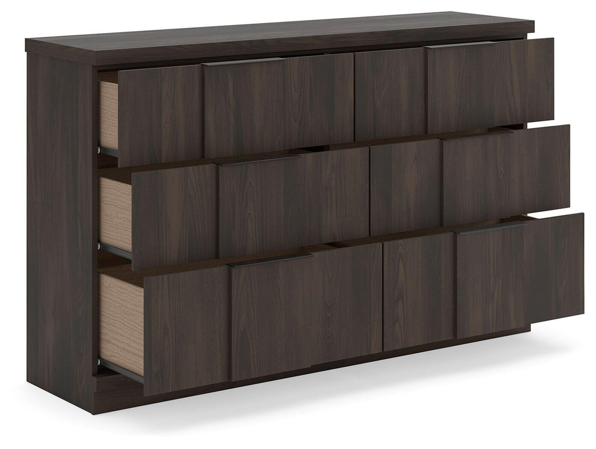 Shaehartin Dark Brown Six Drawer Dresser - Ornate Home