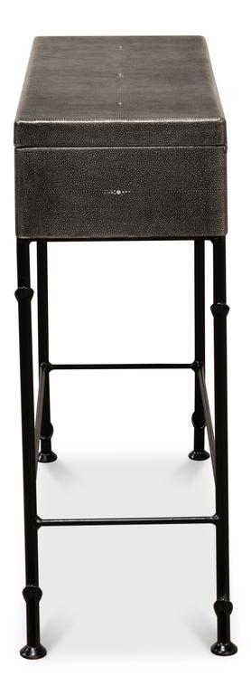 Shagreen Atelier Grey Leather Box On Stand - Ornate Home