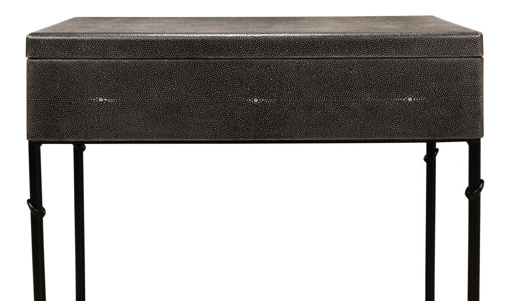Shagreen Atelier Grey Leather Box On Stand - Ornate Home