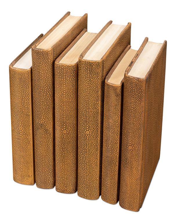Shagreen Library Brown Books (Set of 12) - Ornate Home