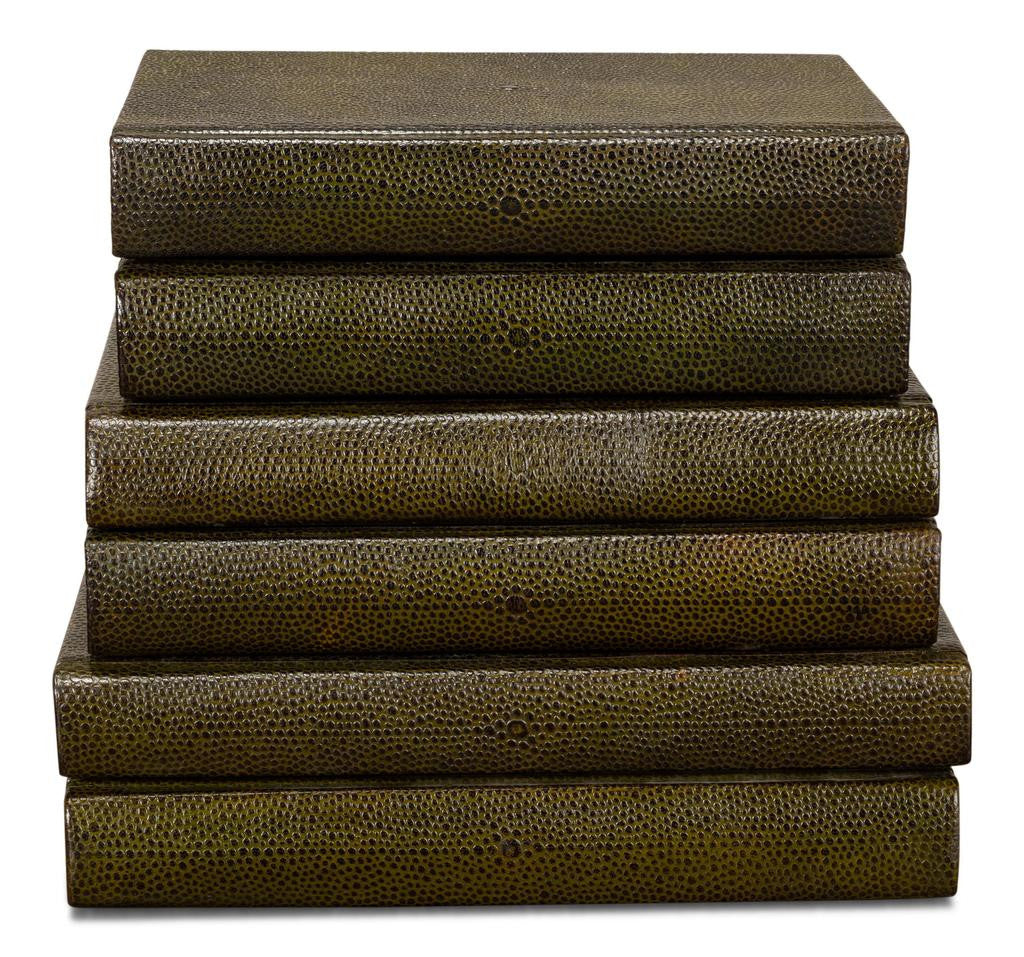 Shagreen Library Green Books (Set of 12) - Ornate Home
