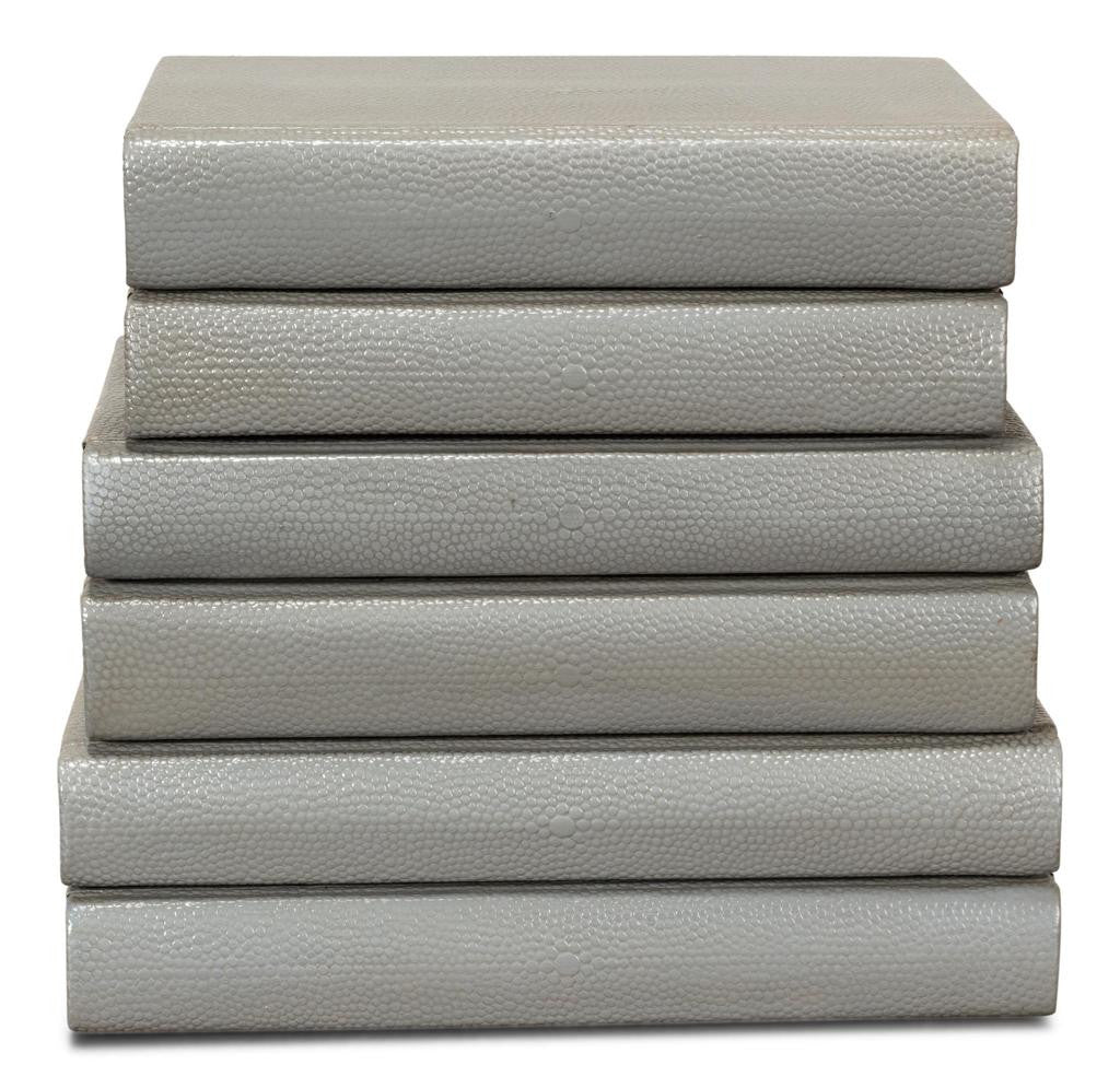 Shagreen Library Grey Books (Set of 12) - Ornate Home