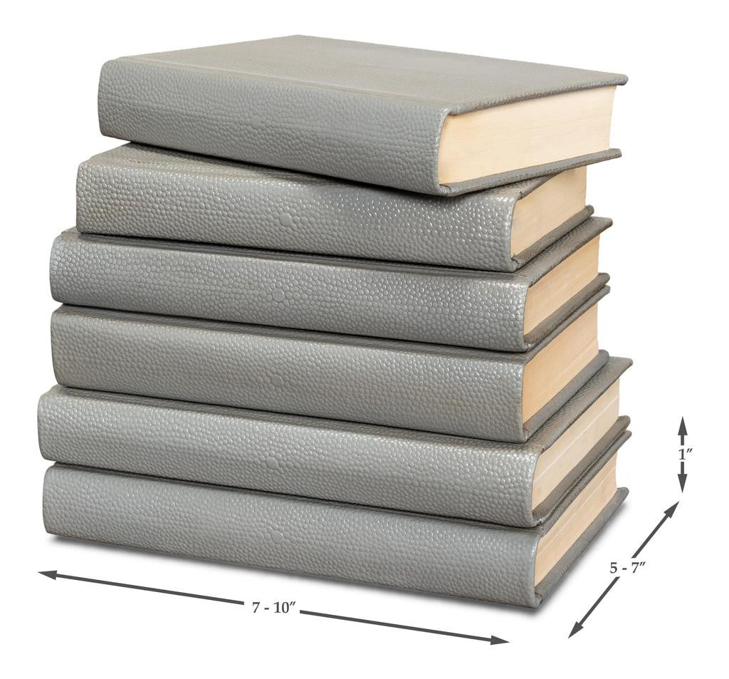 Shagreen Library Grey Books (Set of 12) - Ornate Home