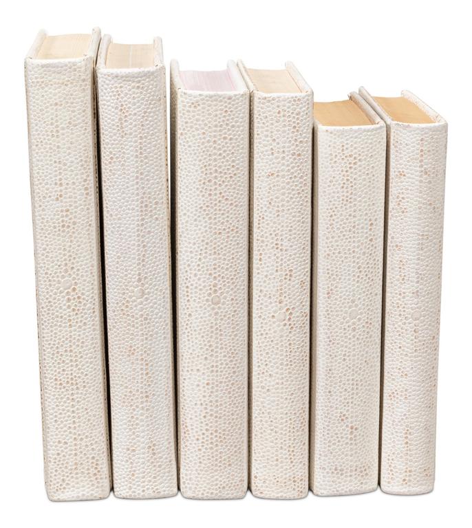 Shagreen Library White Books (Set of 12) - Ornate Home