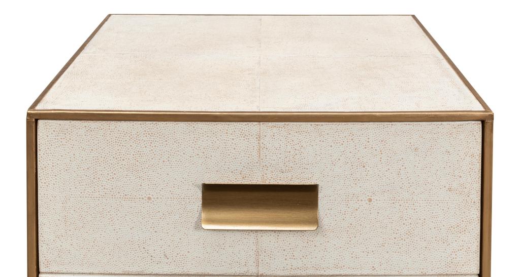Shagreen White Three Drawer Side Table - Ornate Home