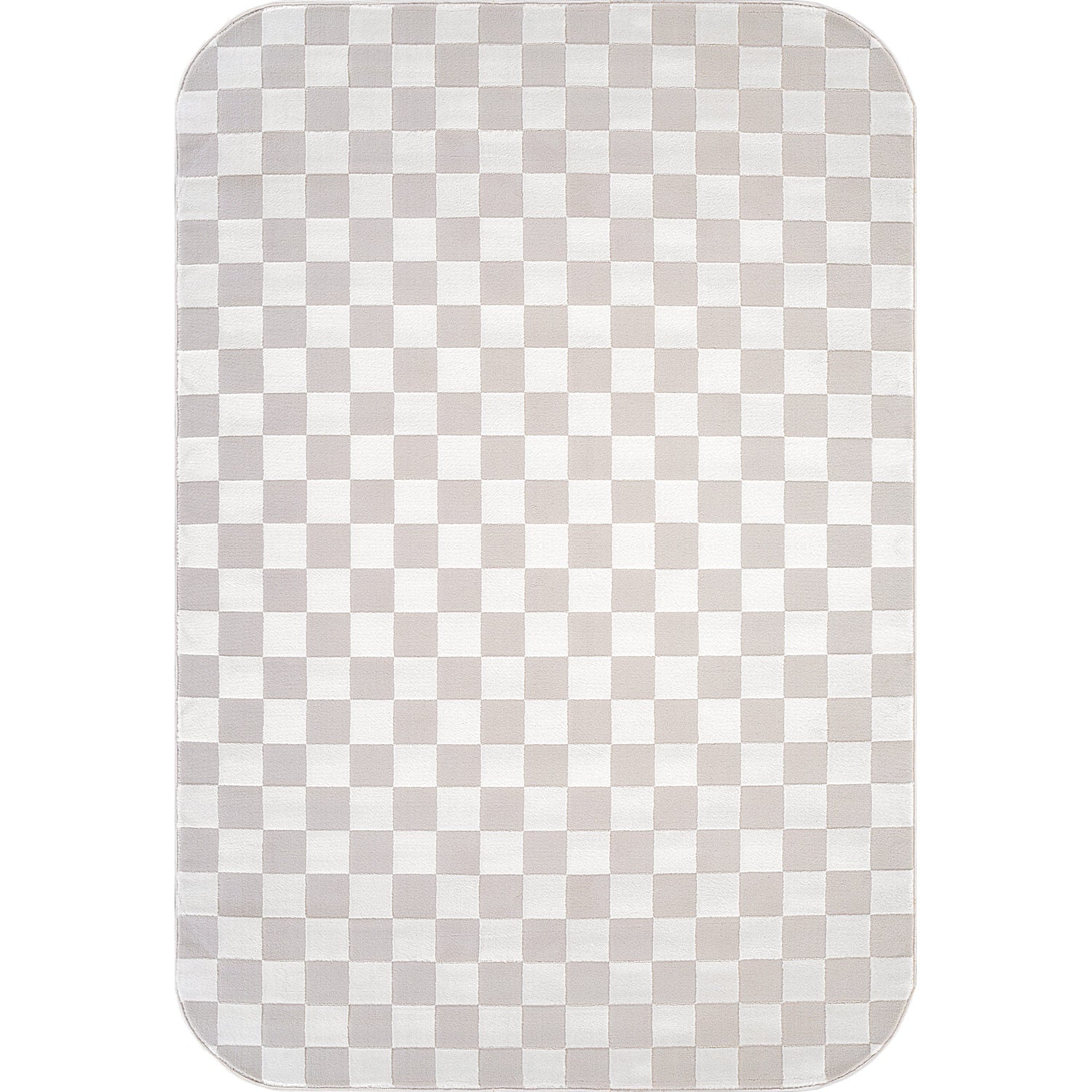 Shape Beige White Abstract Checkered Soft Stain Resistant Non Shedding Area Rugs - Ornate Home