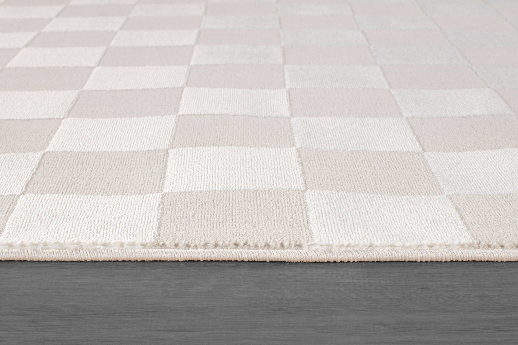 Shape Beige White Abstract Checkered Soft Stain Resistant Non Shedding Area Rugs - Ornate Home