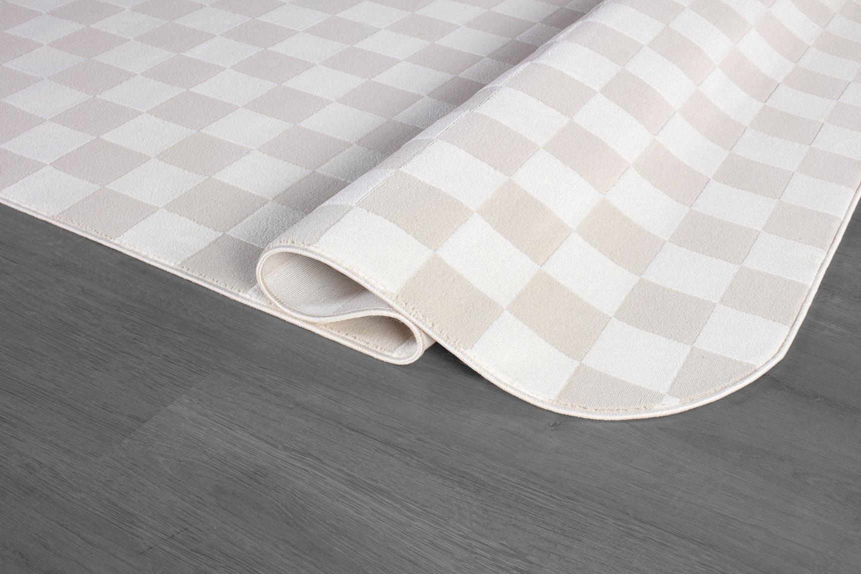 Shape Beige White Abstract Checkered Soft Stain Resistant Non Shedding Area Rugs - Ornate Home