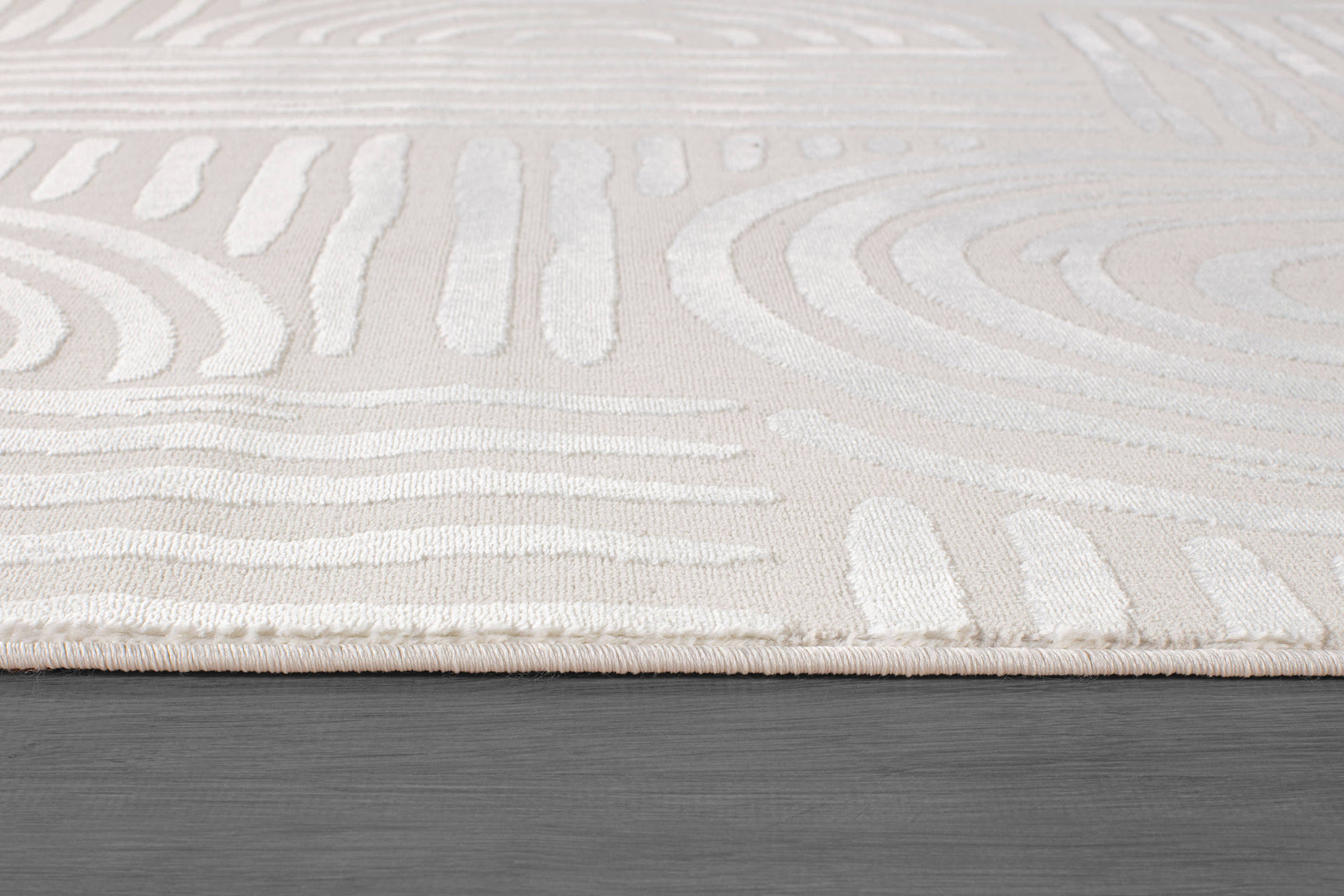 Shape Beige White Abstract Curved Soft Stain Resistant Non Shedding Area Rugs - Ornate Home