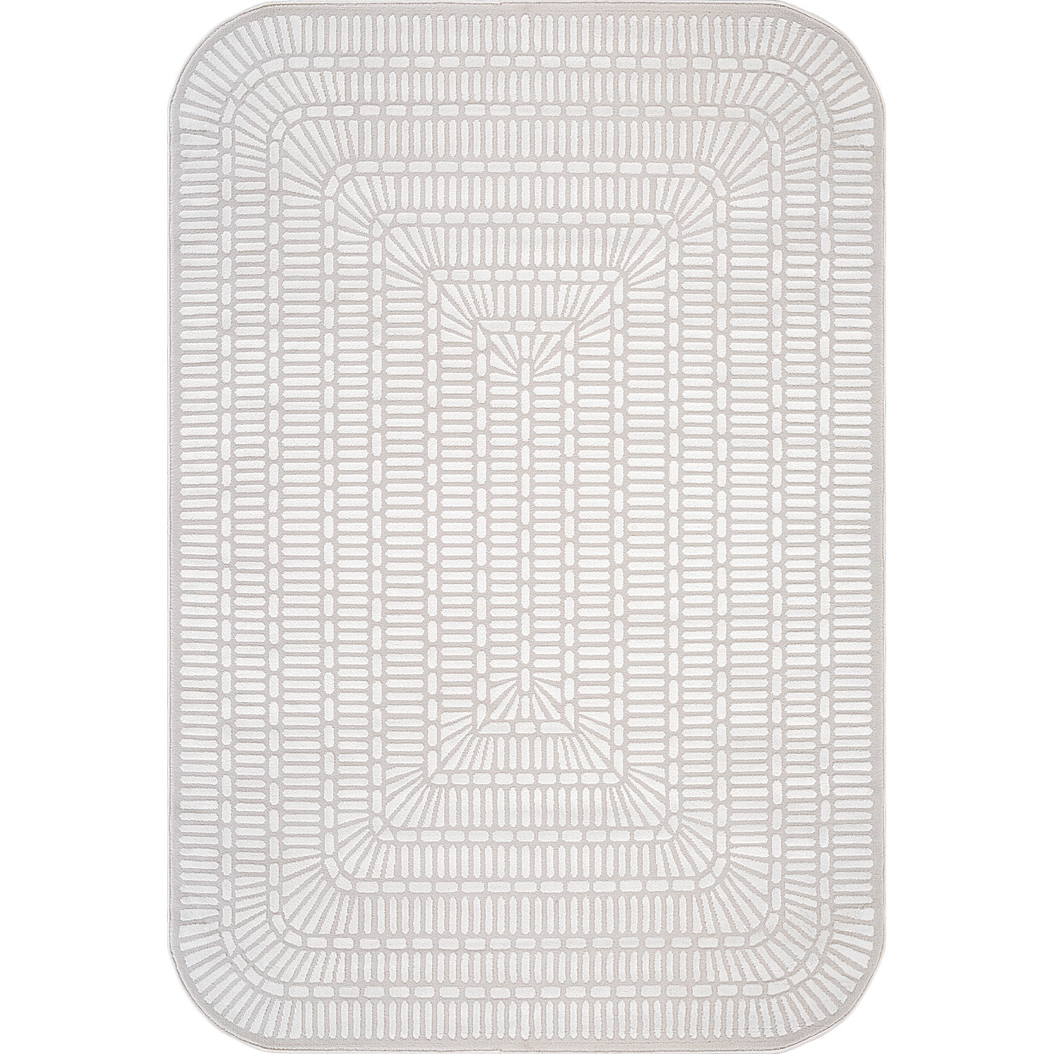 Shape Beige White Abstract Grid Soft Stain Resistant Non Shedding Area Rugs - Ornate Home