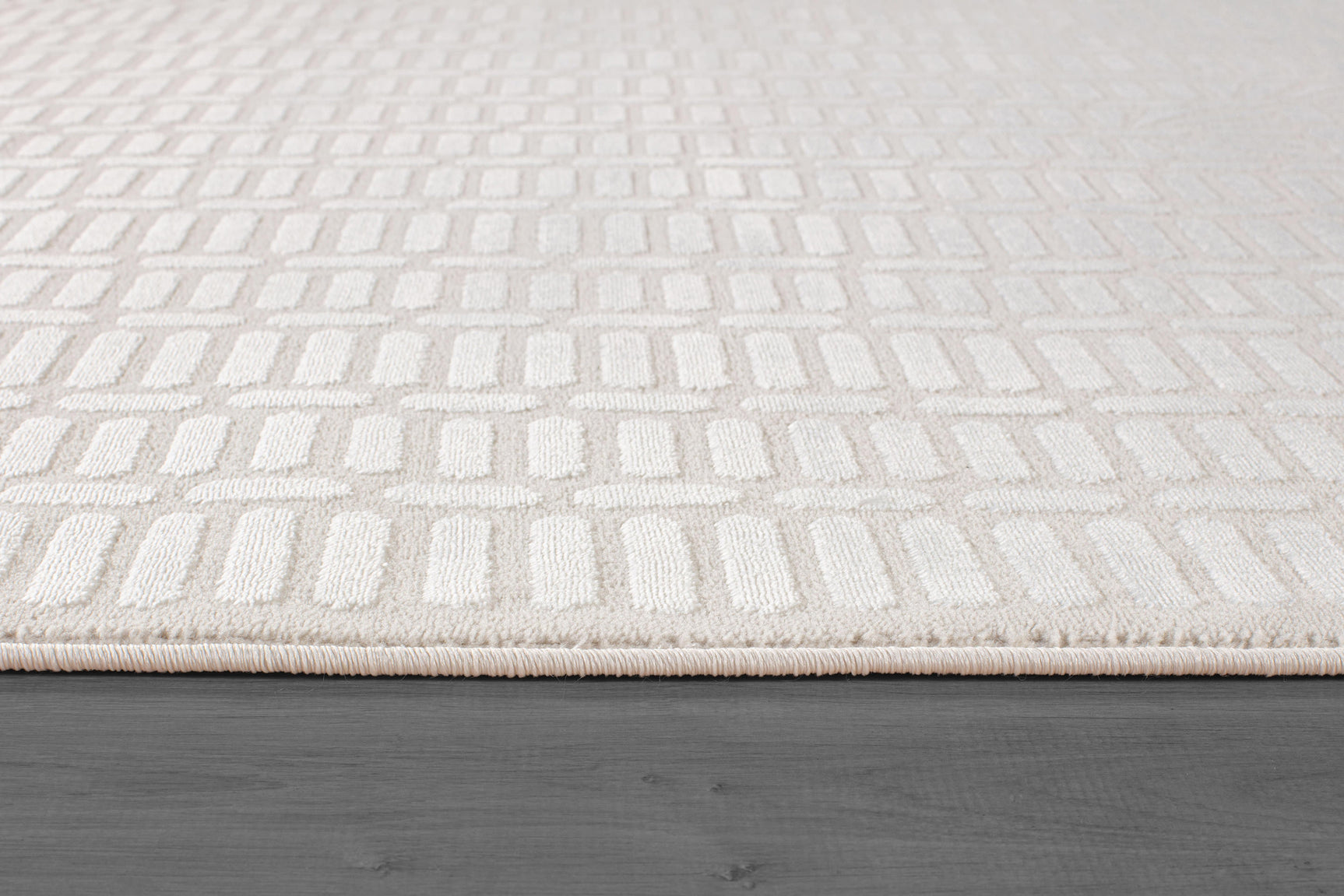 Shape Beige White Abstract Grid Soft Stain Resistant Non Shedding Area Rugs - Ornate Home