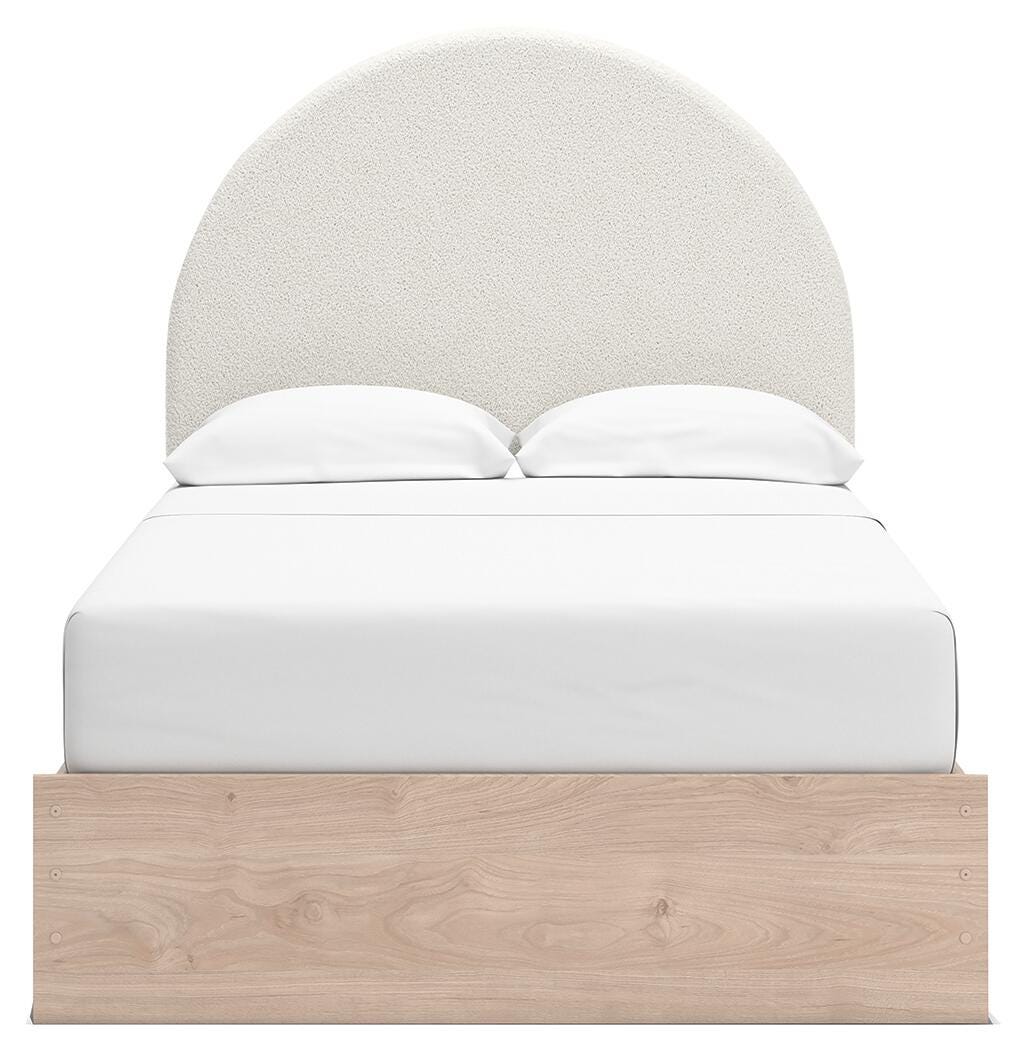 Shapella Tan/White Full Upholstered Panel Bed (Online Special Price) - Ornate Home