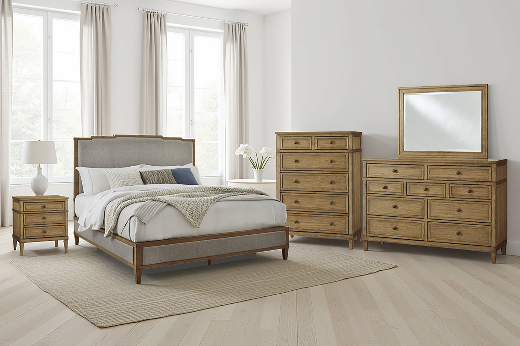 Sharlance Green/Brown Queen Upholstered Panel Bed (Online Special Price) - Ornate Home