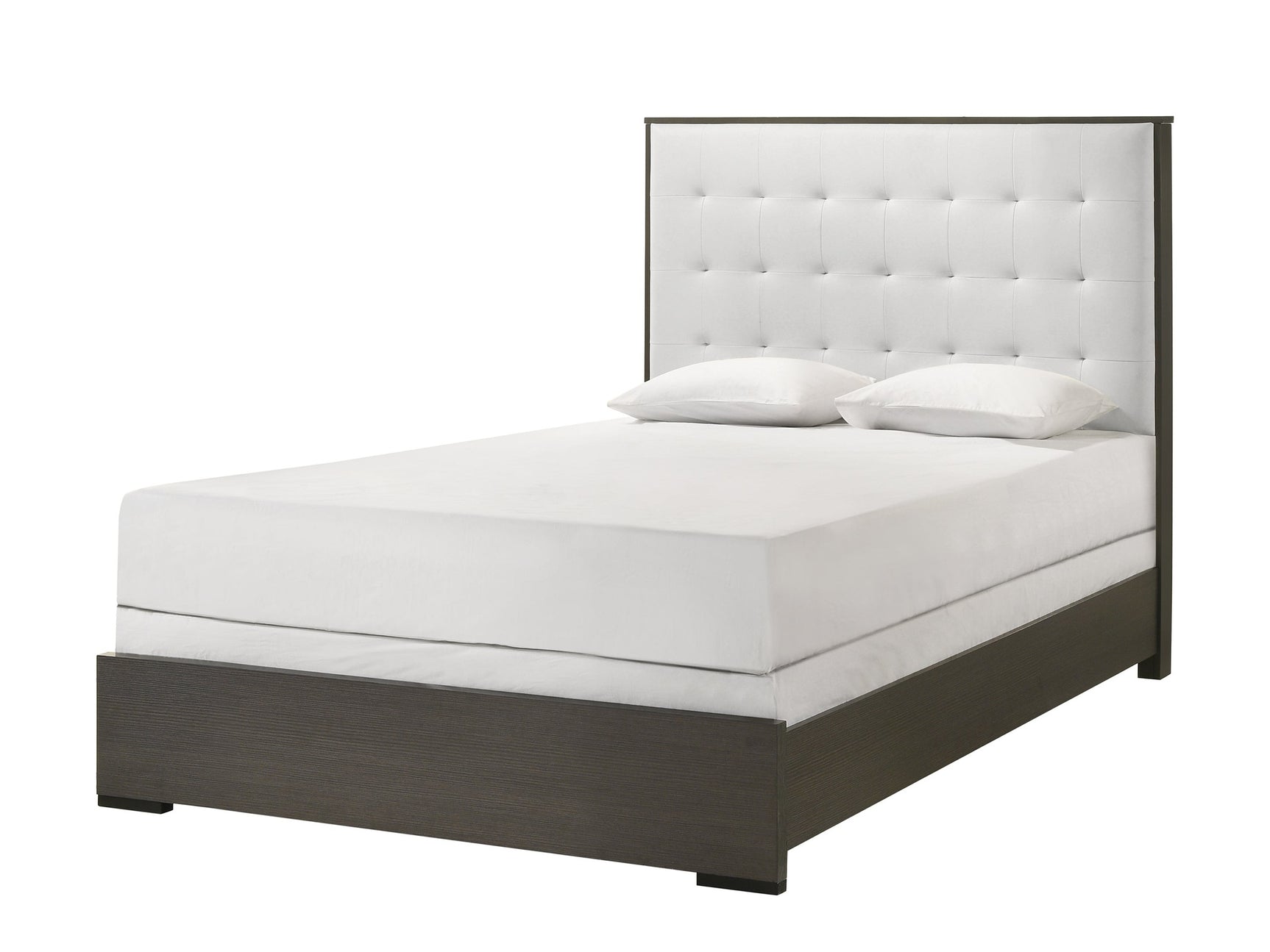 Sharpe Dark Grey/White Queen Upholstered Panel Bed - Ornate Home