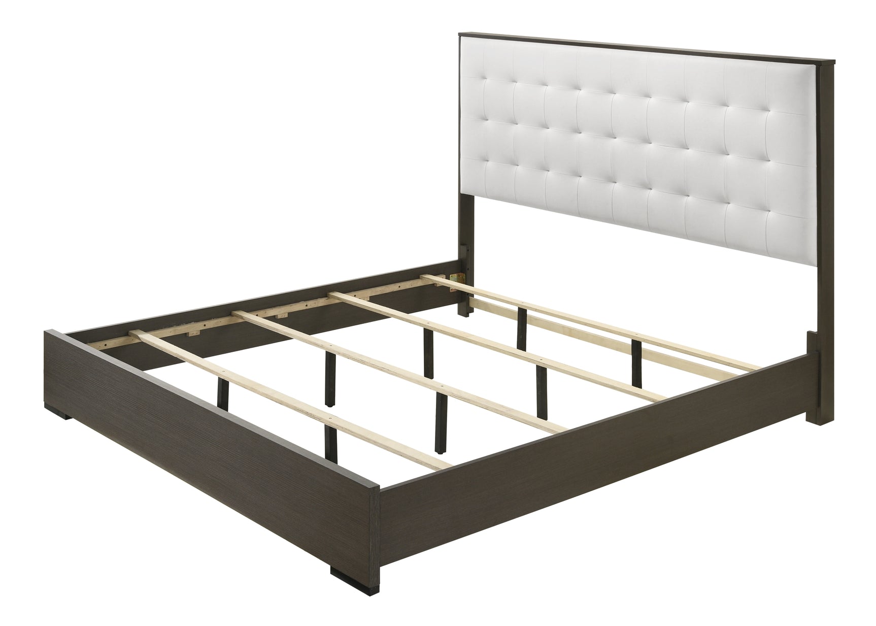 Sharpe Dark Grey/White Queen Upholstered Panel Bed - Ornate Home