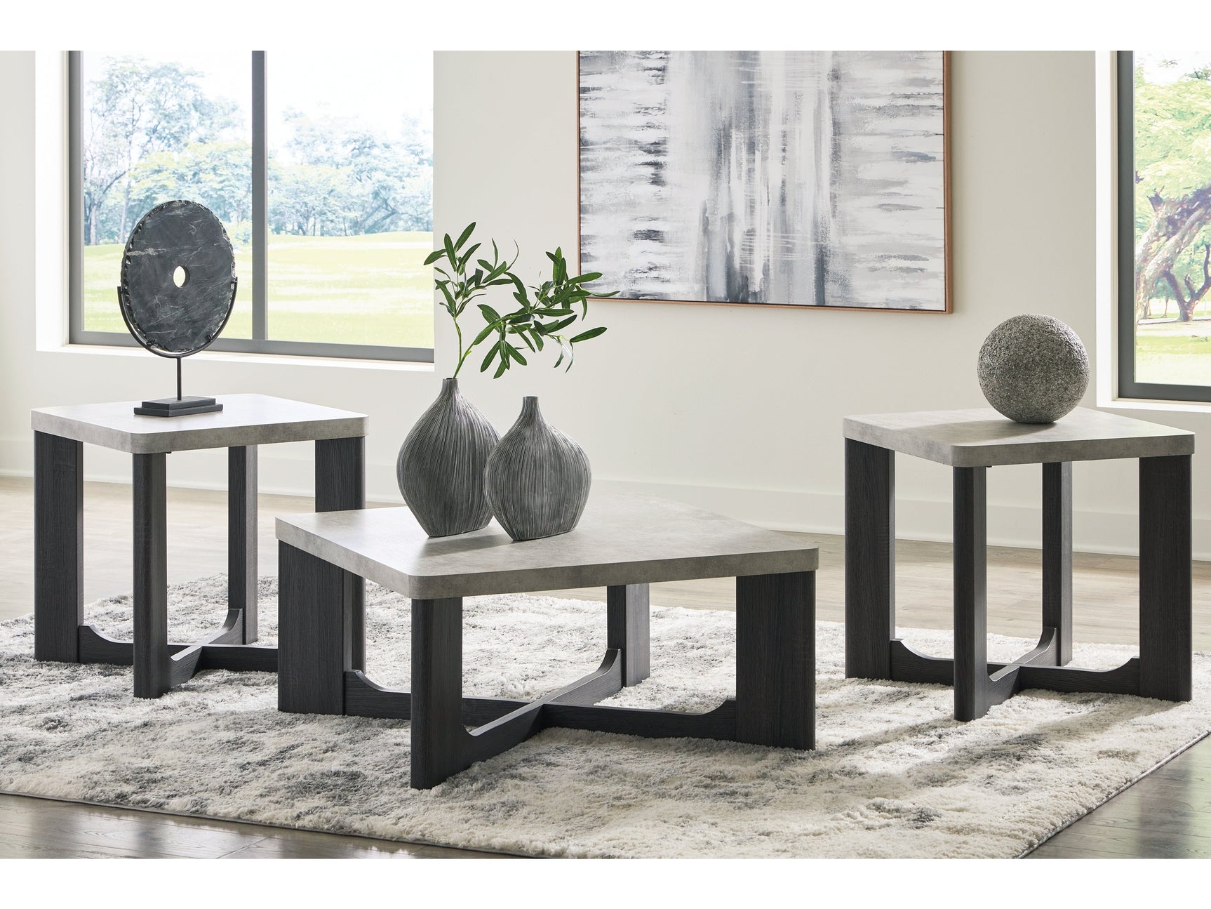 Sharstorm Two-Tone Gray Table (Set of 3) - Ornate Home