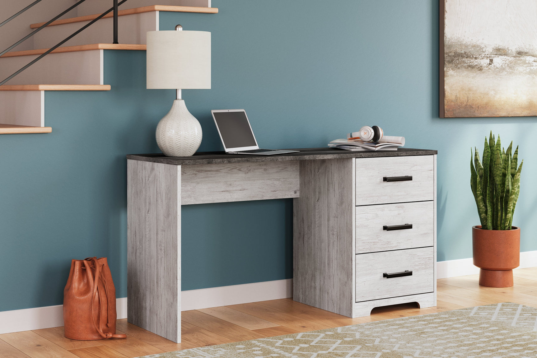 Shawburn White/Dark Charcoal Gray 54" Home Office Desk (Online Special Price) - Ornate Home