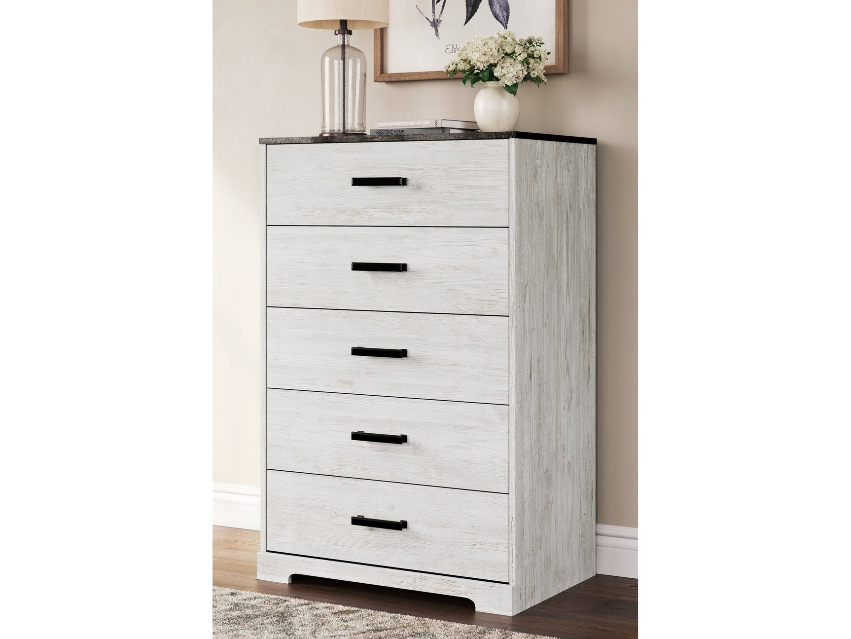 Shawburn Whitewash/Charcoal Gray Chest of Drawers - Ornate Home