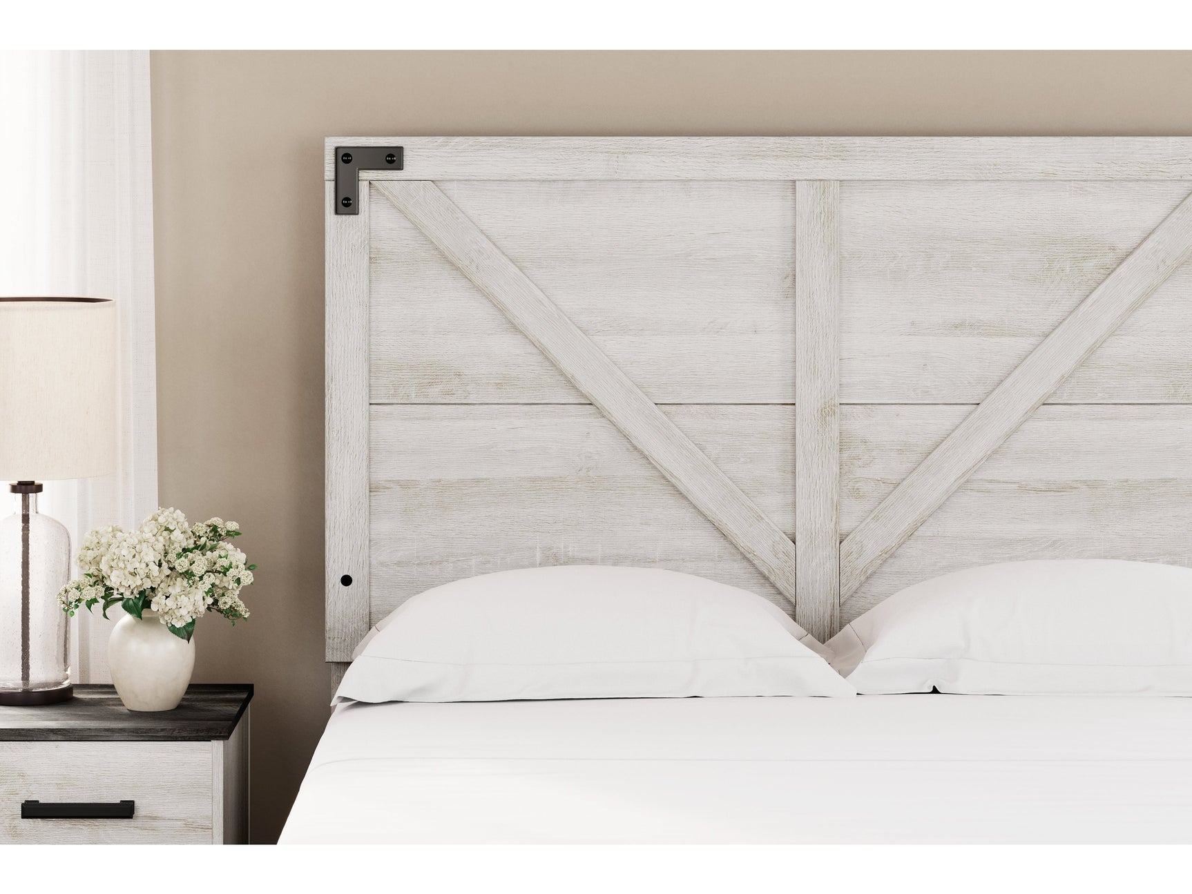 Shawburn Whitewash Full Crossbuck Panel Headboard - Ornate Home