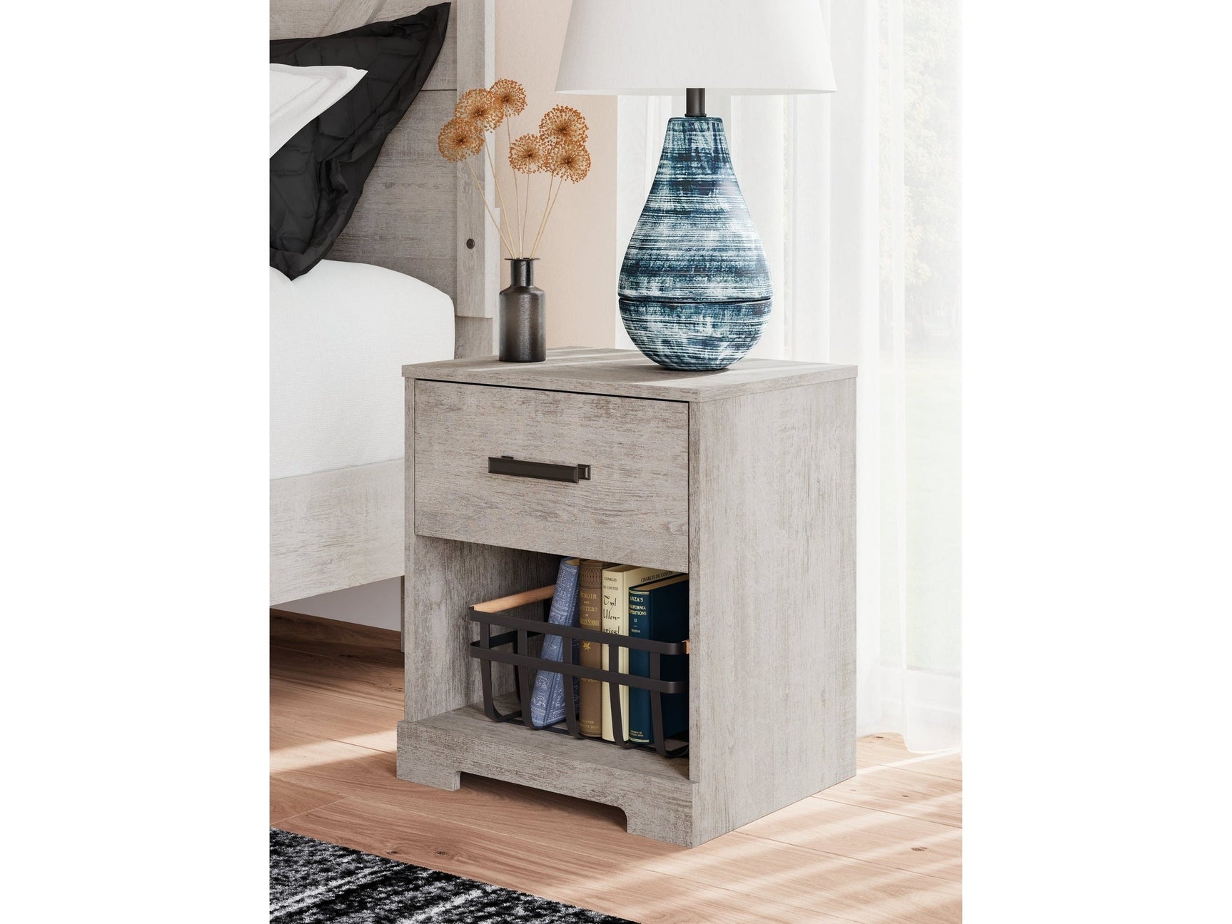 Shawburn Whitewash One Drawer Nightstand (Online Special Price) - Ornate Home