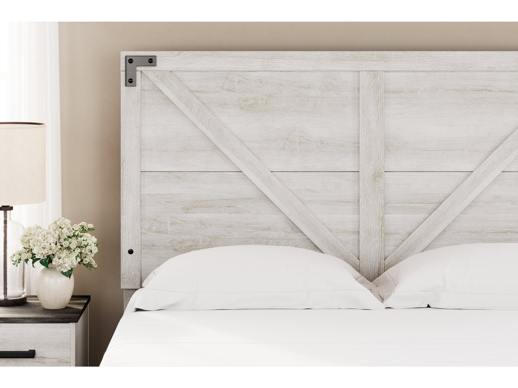 Shawburn Whitewash Queen Crossbuck Panel Headboard - Ornate Home