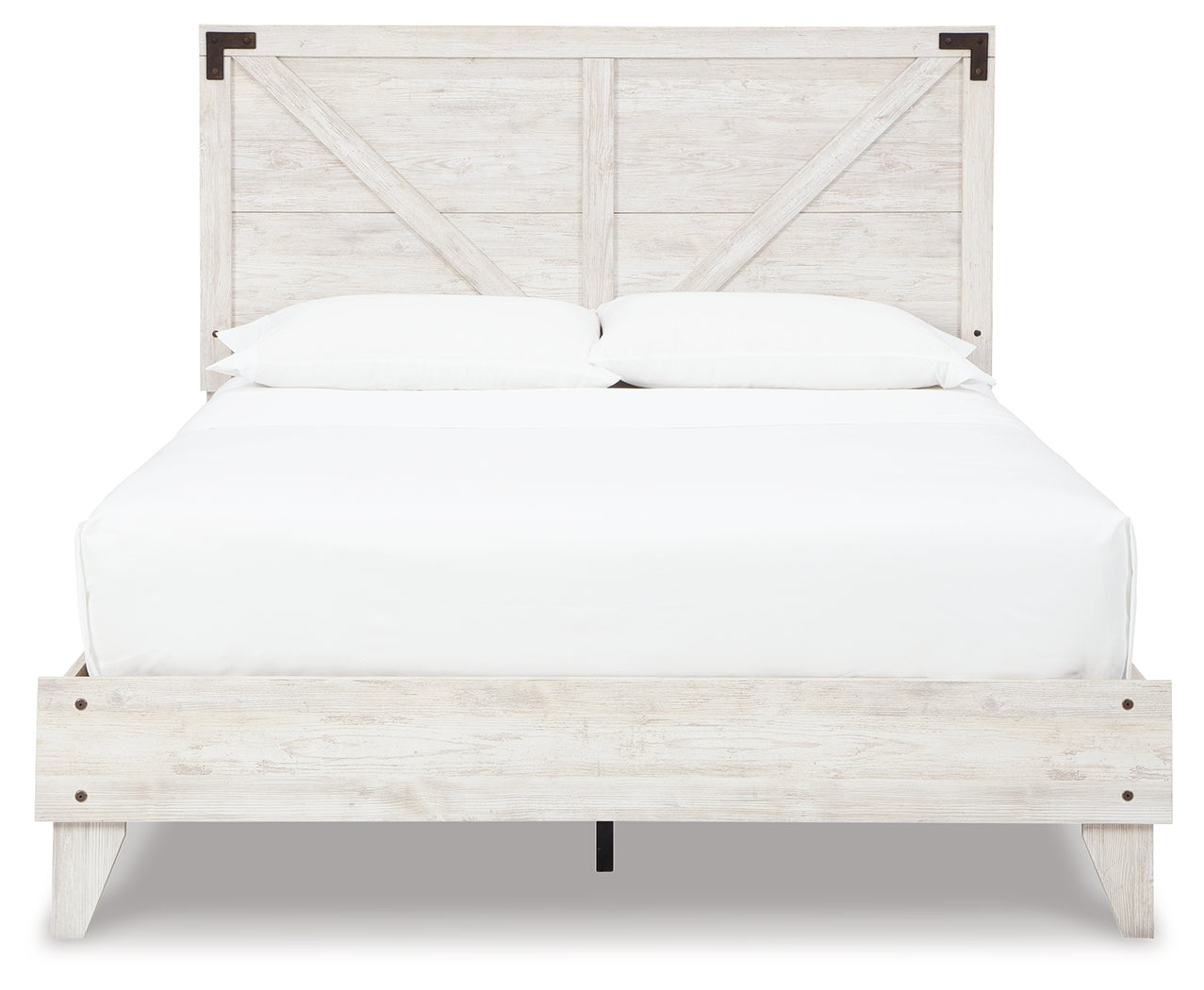 Shawburn Whitewash Queen Crossbuck Panel Platform Bed - Ornate Home