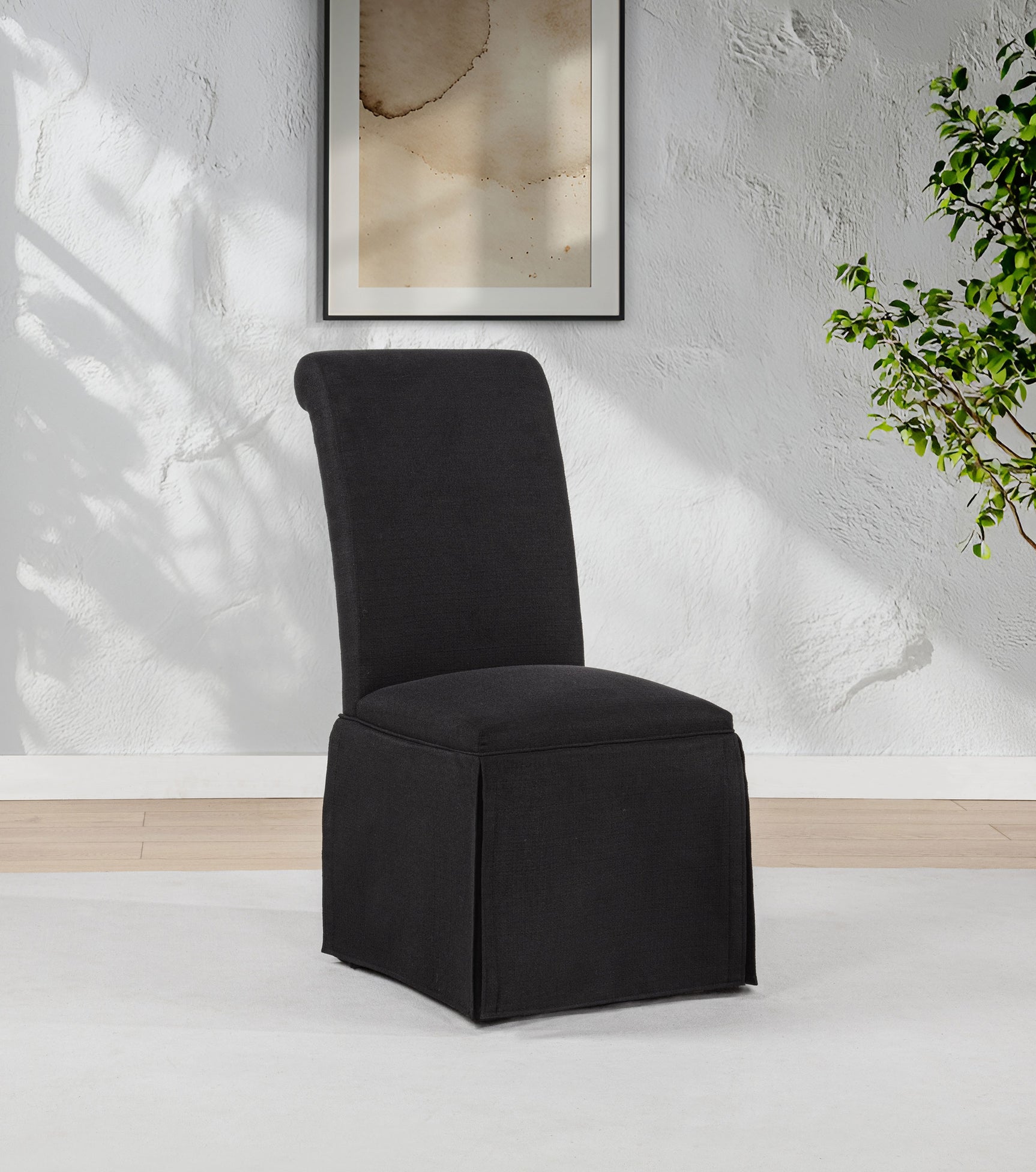 Shawna Black Upholstered Skirted Side Chair (Set of 2) - Ornate Home