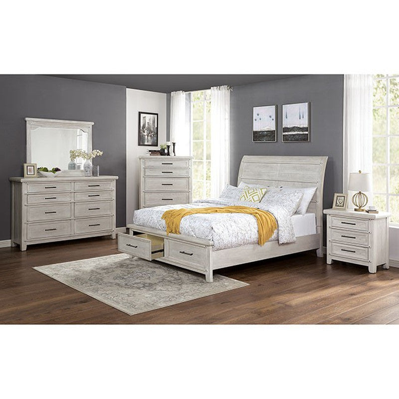 Shawnette Antique White Cal.King Bed - Ornate Home