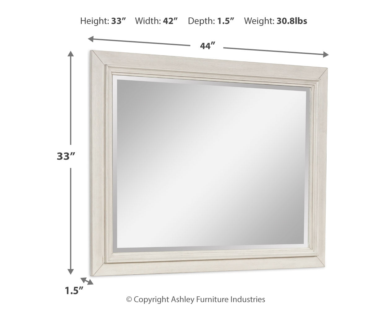 Shaybrock Antique White/Brown Bedroom Mirror - Ornate Home