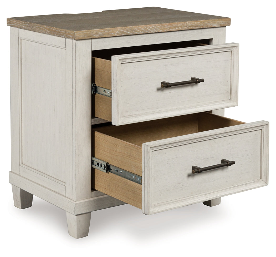 Shaybrock Antique White/Brown Queen Panel Bed, Dresser, Mirror and Nightstand (Online Special Price) - Ornate Home