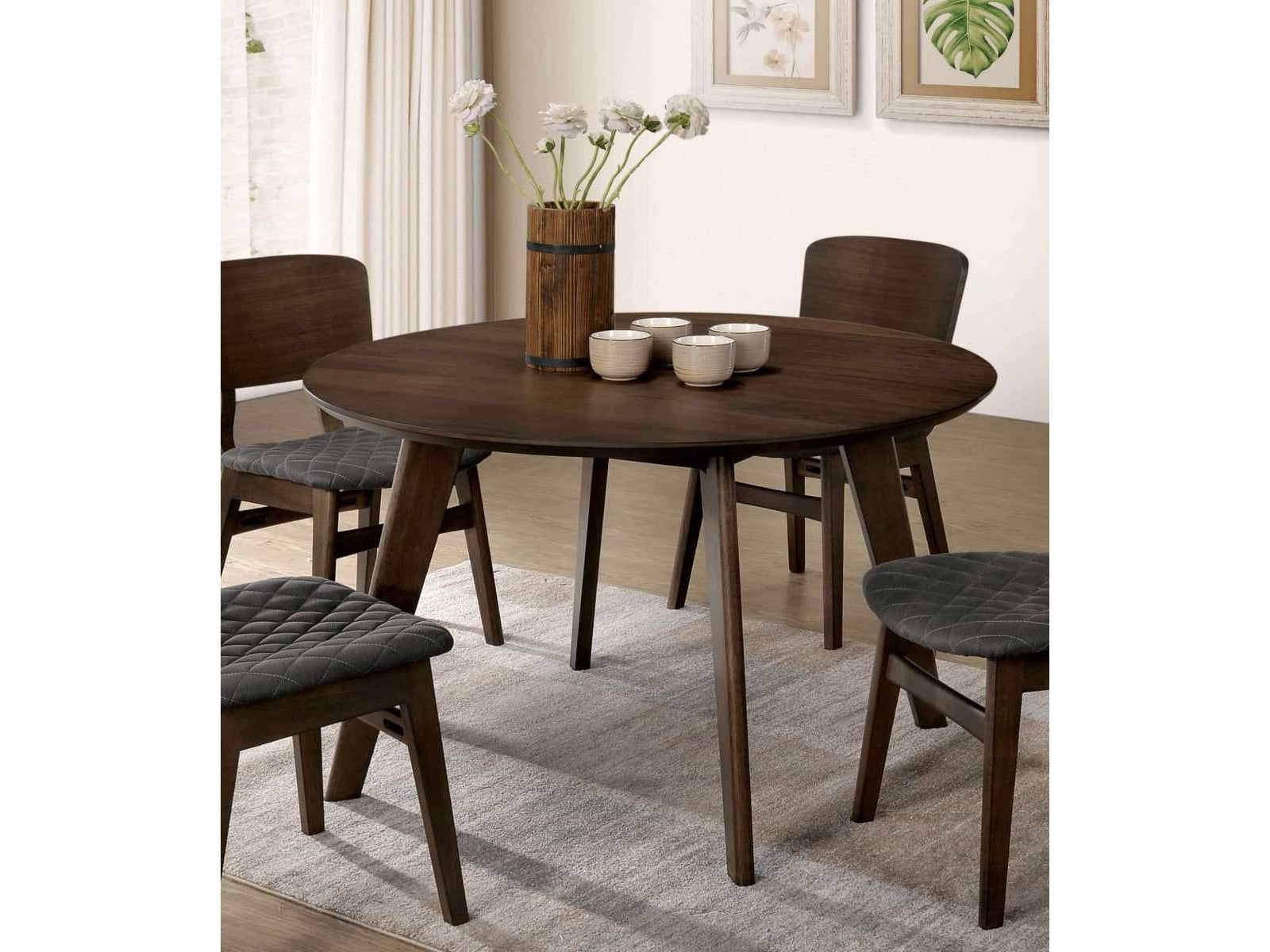 Shayna Walnut Round Dining Table - Ornate Home