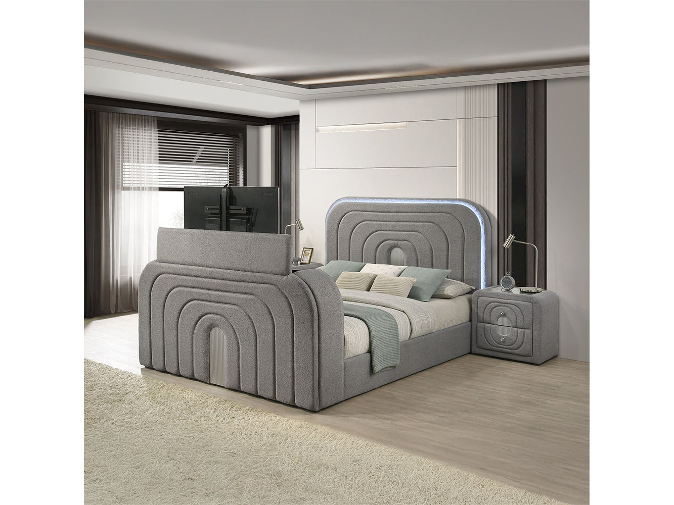 Shelyn Gray/Chrome Eastern King Bed - Ornate Home