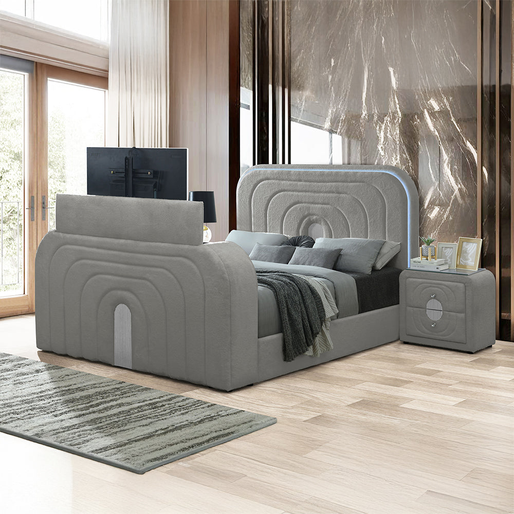 Shelyn Gray/Chrome Eastern King Bed - Ornate Home