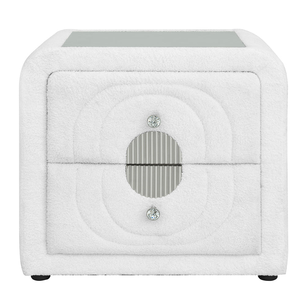 Shelyn White/Chrome Nightstand - Ornate Home